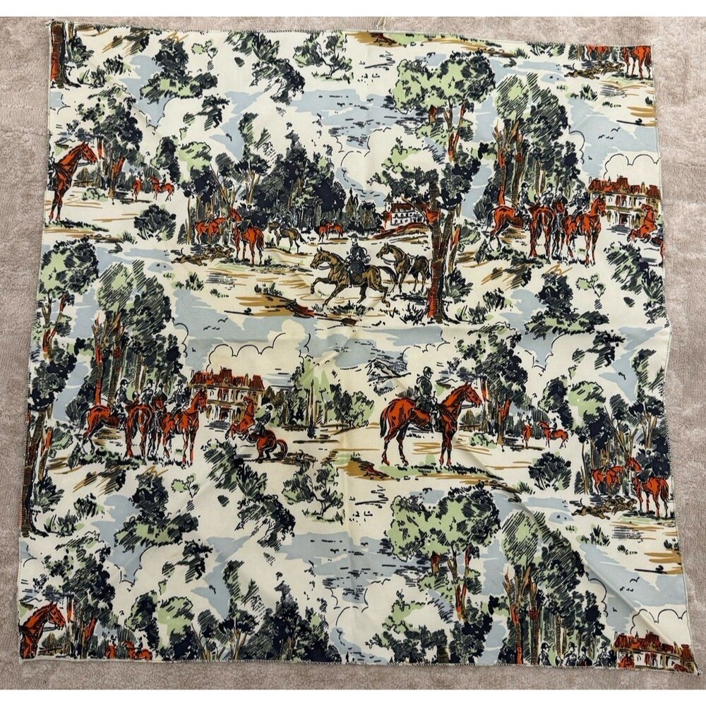 Vintage English Hunt Scarf 21x21 inches